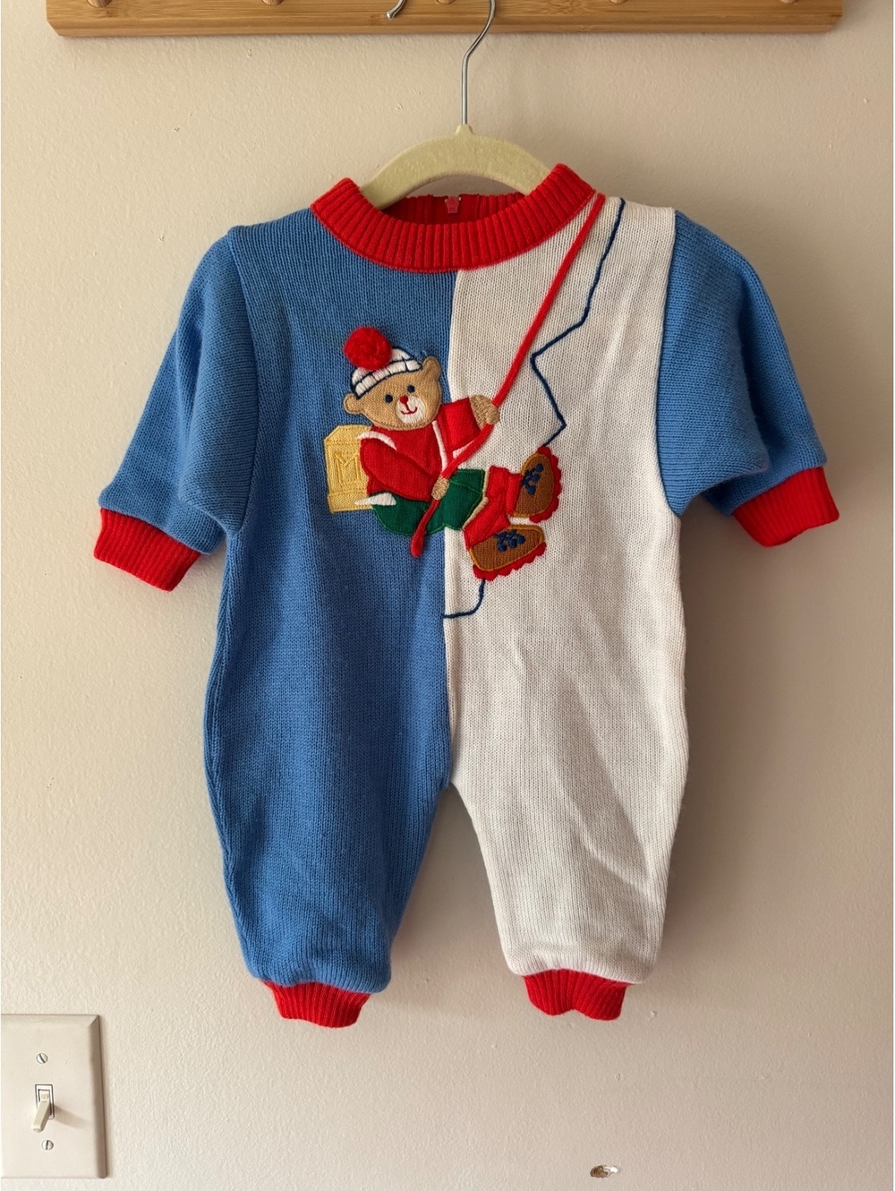 Vintage 1980s - 1990s baby knit romper jumpsuit